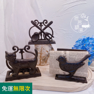 現貨🔺工業風 鐵藝餐巾紙架 復古 工藝品 酒吧 紙巾盒 餐廳 紙巾夾 名片夾 裝飾擺件 貓 小鳥 刀叉 衛生紙收納架