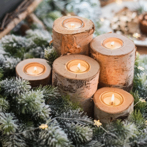 現貨🔺送蠟燭 北歐白華木燭台 樹幹燭台 婚禮佈置 拍照道具 蠟燭 燭台 聖誕節佈置 木頭 木質